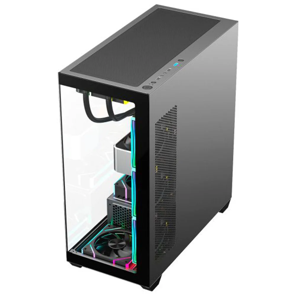Imagem 2 de 5 do produto Gabinete Gamer Aquário K-mex Torre Negra Cg-36dy, Frontal E Lateral Em Vidro Temperado, Atx, Usb 3.0, Preto - Cg36dyrh001cb0x