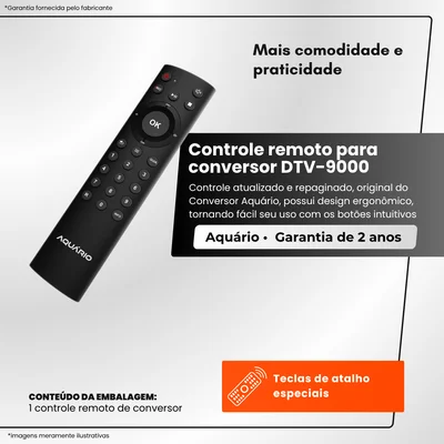 Controle Remoto Preto Para Conversor Dtv-9000 - Aquário — foto 4