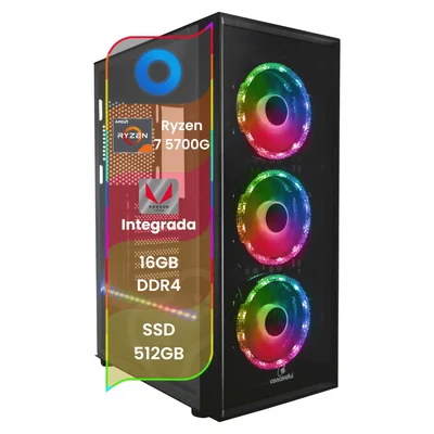 PC Gamer TOP Concórdia Processador AMD Ryzen 7 5700G 16GB SSD 512GB Fonte 600W FreeDos