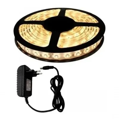 Fita LED 5050 Branco Quente Rolo 5m Com Fonte 12v 5a