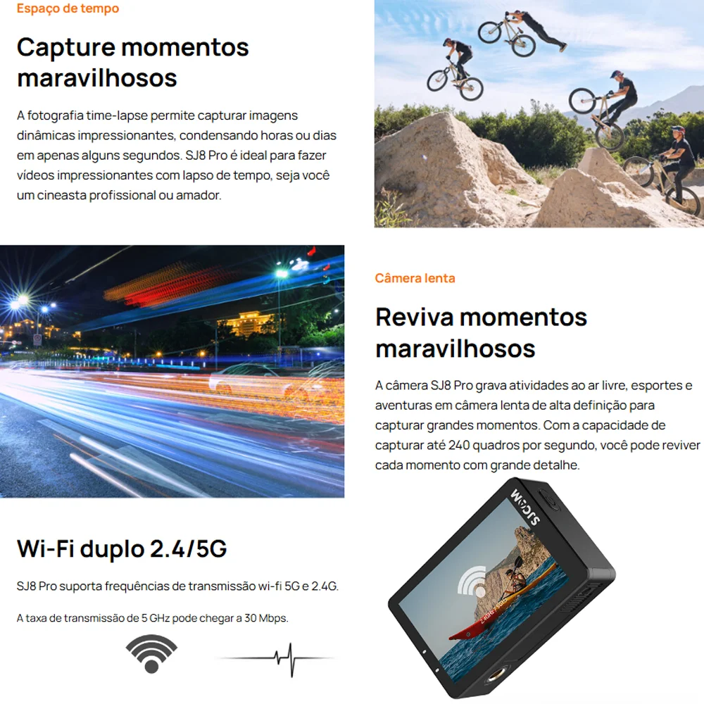 Imagem 4 de 5 do produto Câmera De Ação Sjcam Sj8 Pro 4k60fps Estabilização Wi-fi