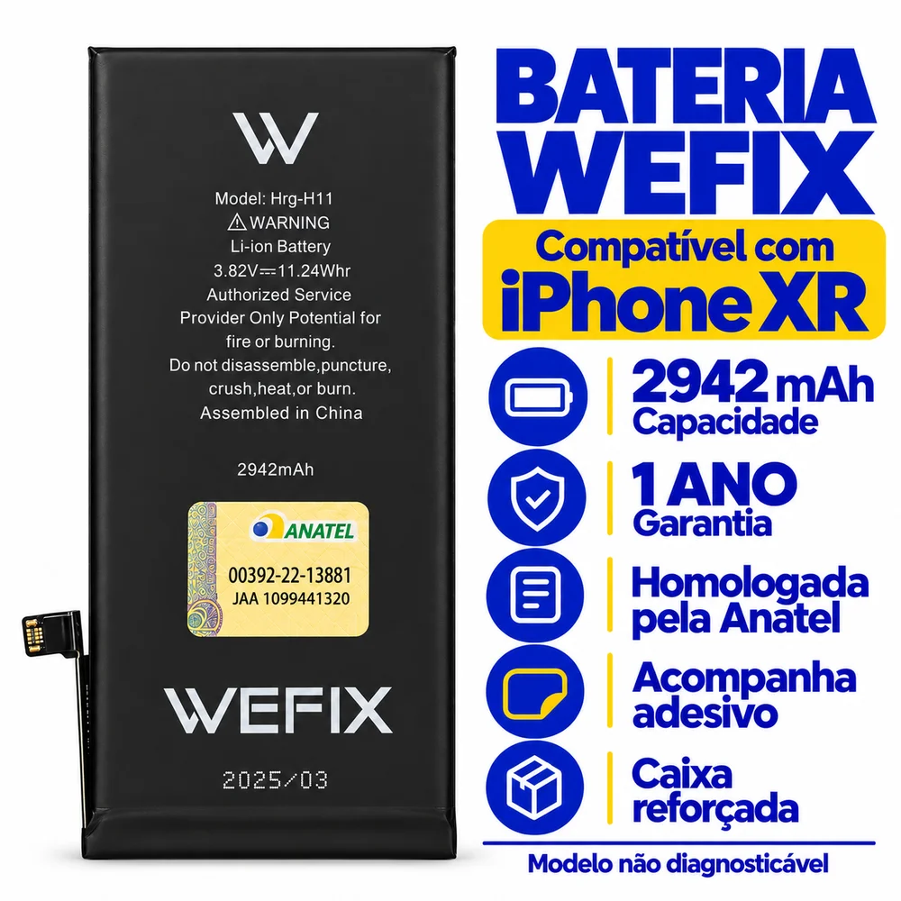 Imagem 3 de 5 do produto Bateria Wefix Homologada Anatel Compatível Com Iphone Xr
