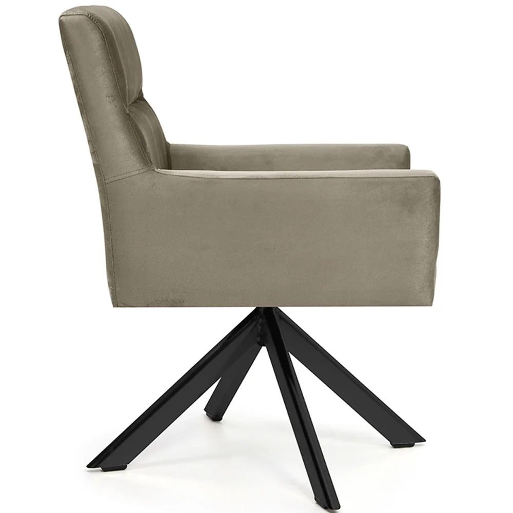 Imagem 3 de 5 do produto Cadeira Para Sala Angel Giratória Eiffel Preto Veludo Marrom Claro - Nexta Casa
