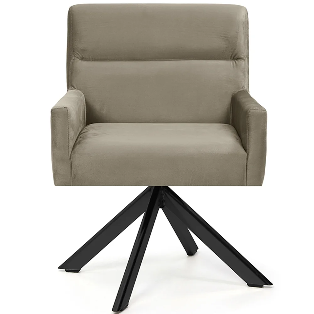 Imagem 5 de 5 do produto Cadeira Para Sala Angel Giratória Eiffel Preto Veludo Marrom Claro - Nexta Casa