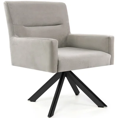 Cadeira Para Sala Angel Giratória Eiffel Preto Veludo Bege - Nexta Casa