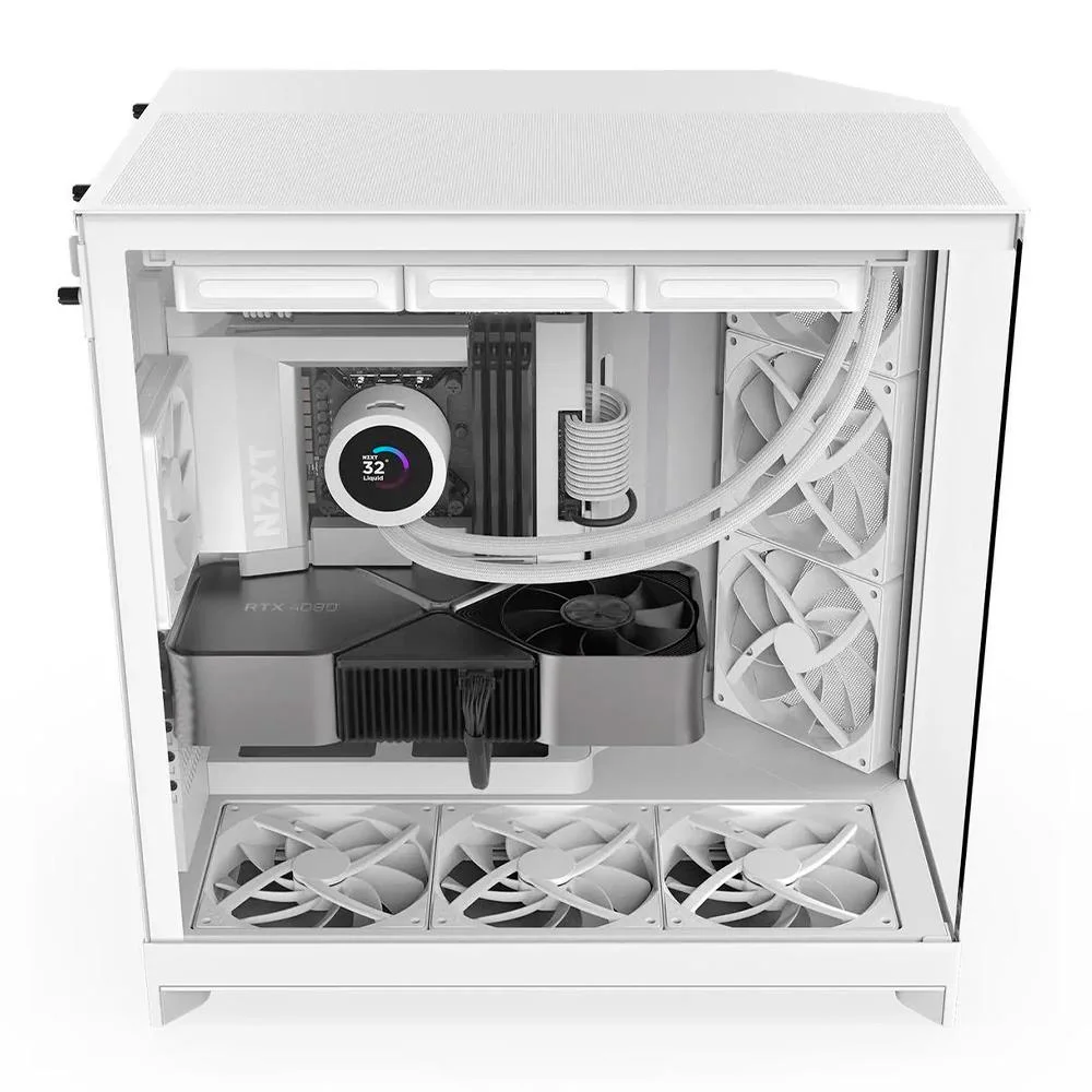 Imagem 2 de 5 do produto Gabinete Gamer Nzxt H9 Flow Frontal Diagonal 4 Fans Branco