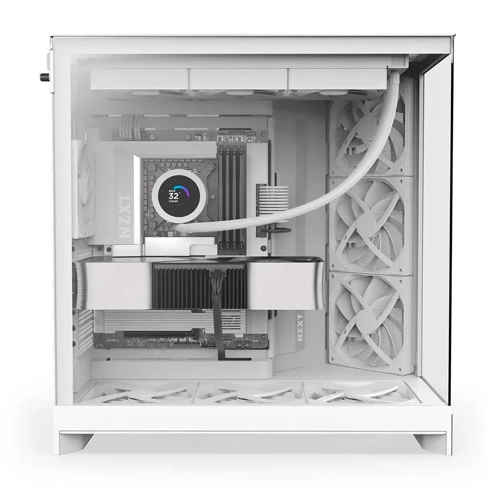 Imagem 3 de 5 do produto Gabinete Gamer Nzxt H9 Flow Frontal Diagonal 4 Fans Branco