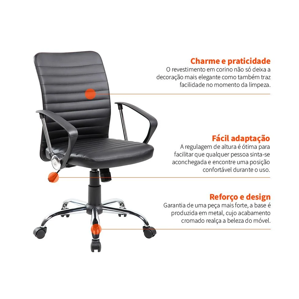 Imagem 3 de 5 do produto Cadeira De Escritório Diretor Giratória Oslo Preta