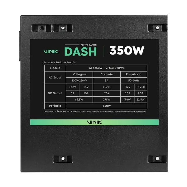 Imagem 2 de 5 do produto Fonte Gamer Vinik Dash 350w Preto - Vfg350wpv3