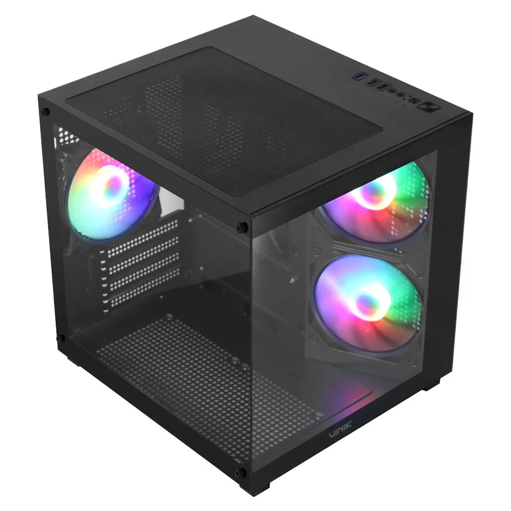Imagem 3 de 5 do produto Gabinete Gamer Vinik G-cube Preto Vidro Temperado C/ 3 Fans - Gggcvbk