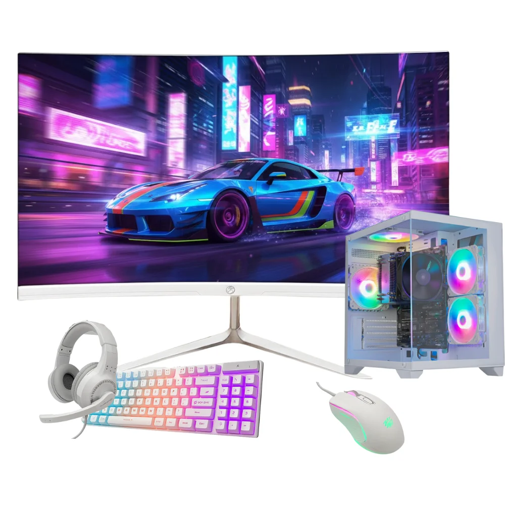 Computador PC Gamer Ryzen 5 3400g 32gb Ddr4 1TB Nvme Monitor 23" Curvo Com Adaptador Wifi