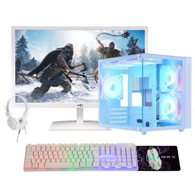 Computador Gamer Ryzen 5 3400g 16gb Ddr4 512gb Nvme Monitor 20 Gabinete C/ 4 Coolers RGB Branco