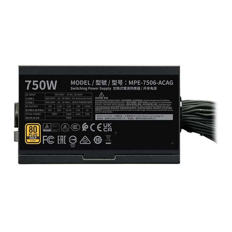 Imagem 3 de 5 do produto Fonte Cooler Master Mwe Gold 750 V3 Atx 3.1 80 Plus Gold
