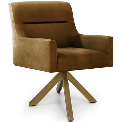 Cadeira Para Sala Angel Giratória Giromad Veludo Camel - Nexta Casa