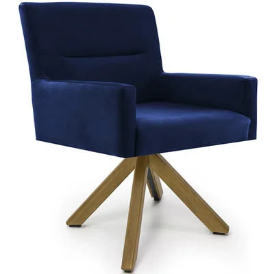 Cadeira Para Sala Angel Giratória Giromad Veludo Azul Royal - Nexta Casa