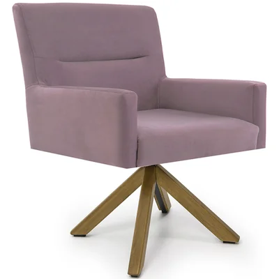 Cadeira Para Sala Angel Giratória Giromad Veludo Rose - Nexta Casa