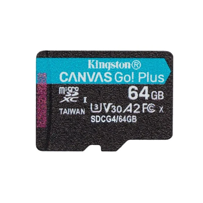 Imagem 2 de 5 do produto Cartão De Memória Micro Sd Kingston Canvas Go Plus 64gb Leitura 200mb/s Classe 10 U3 V30 - Sdcg4/64gb