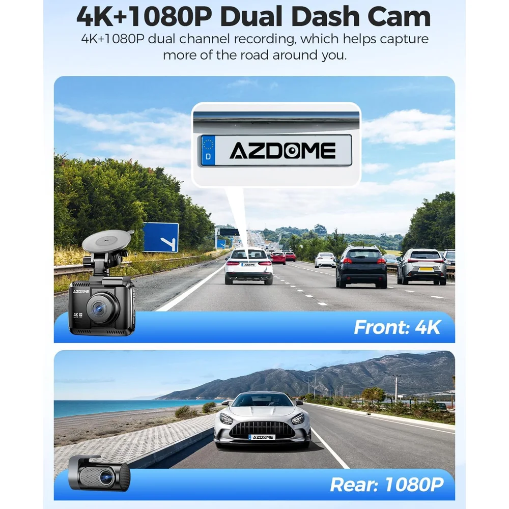 Câmera Painel Azdome 4k 1080p Wi-fi Frente E Traseira