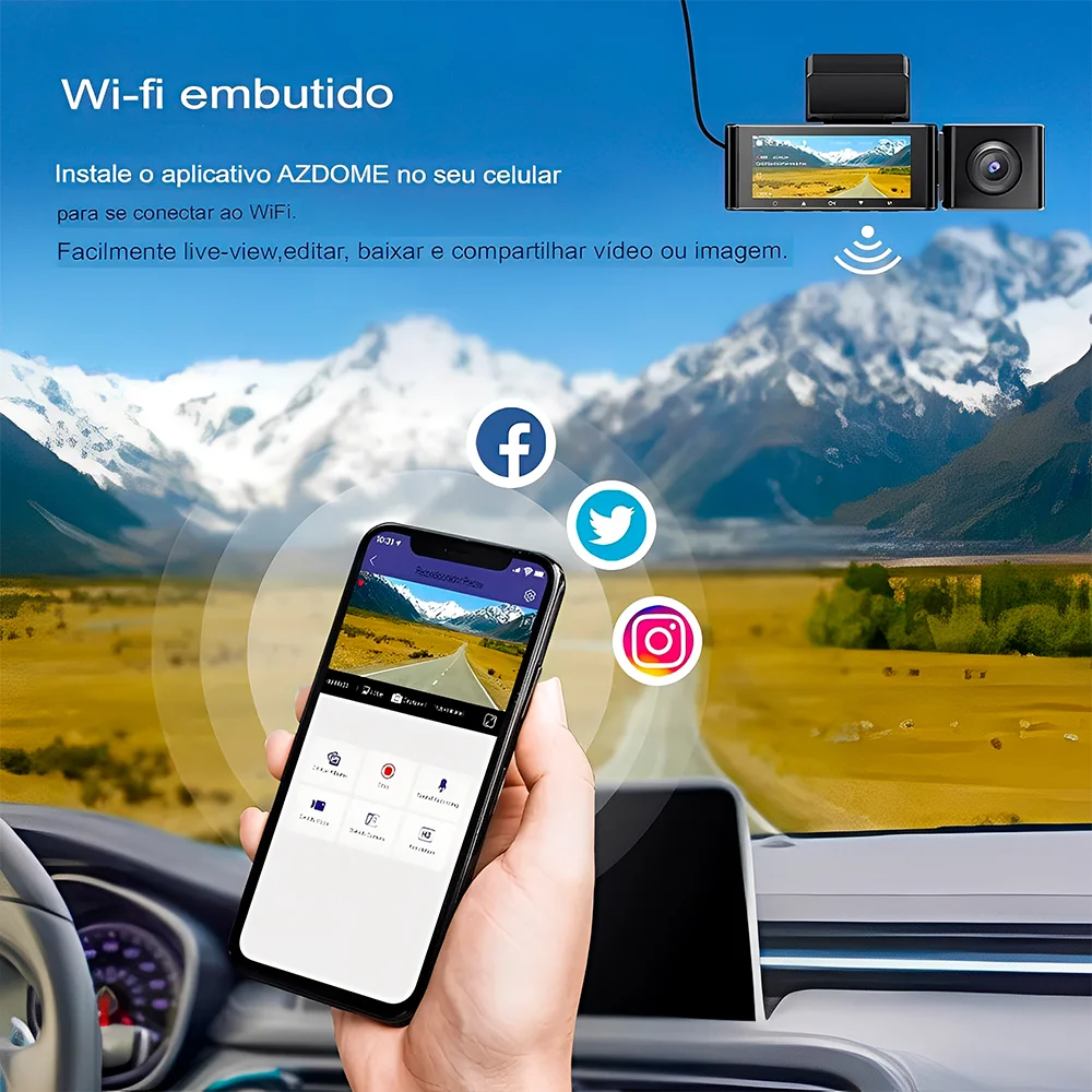 Imagem 2 de 5 do produto Câmera Painel Azdome M550 Pro Dashcam Wi-fi 3ch Gps 3.18