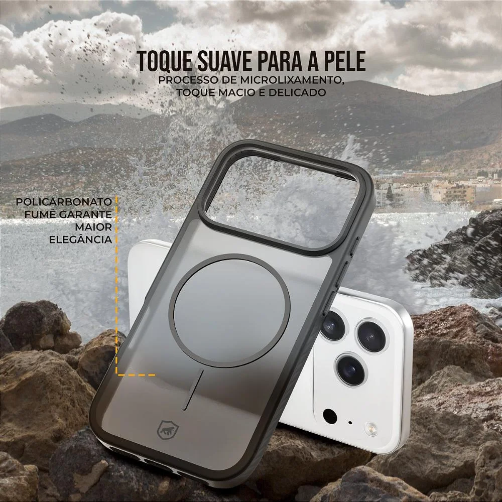 Imagem 4 de 5 do produto Capa Case Capinha Para Iphone 17 Pro - Magsafe Wave Fumê - Preta - Gshield