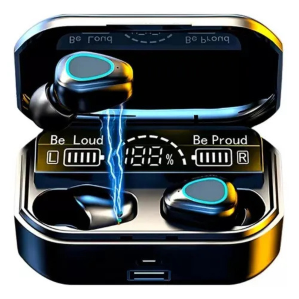 Fone De Ouvido Preto Tws Com Estojo De Recarga Power Bank Controle Touch
