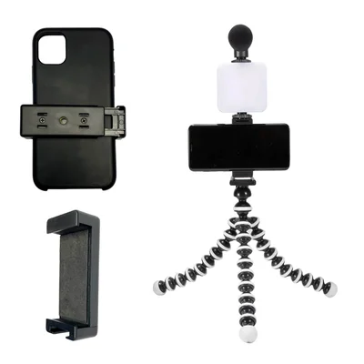 Kit Gravação Youtuber Live Suporte Tripé LED Microfone