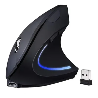 ?️ Mouse Vertical Sem Fio 2 Em 1 Wireless + Bluetooth, 2400dpi, Ergonômico