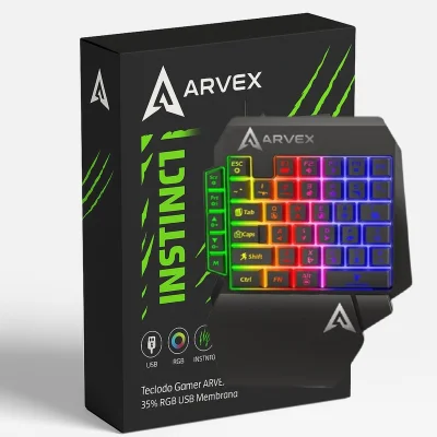 Teclado Gamer Arvex Instinct Single Hand 35% RGB Usb Membrana Arx-tgsh