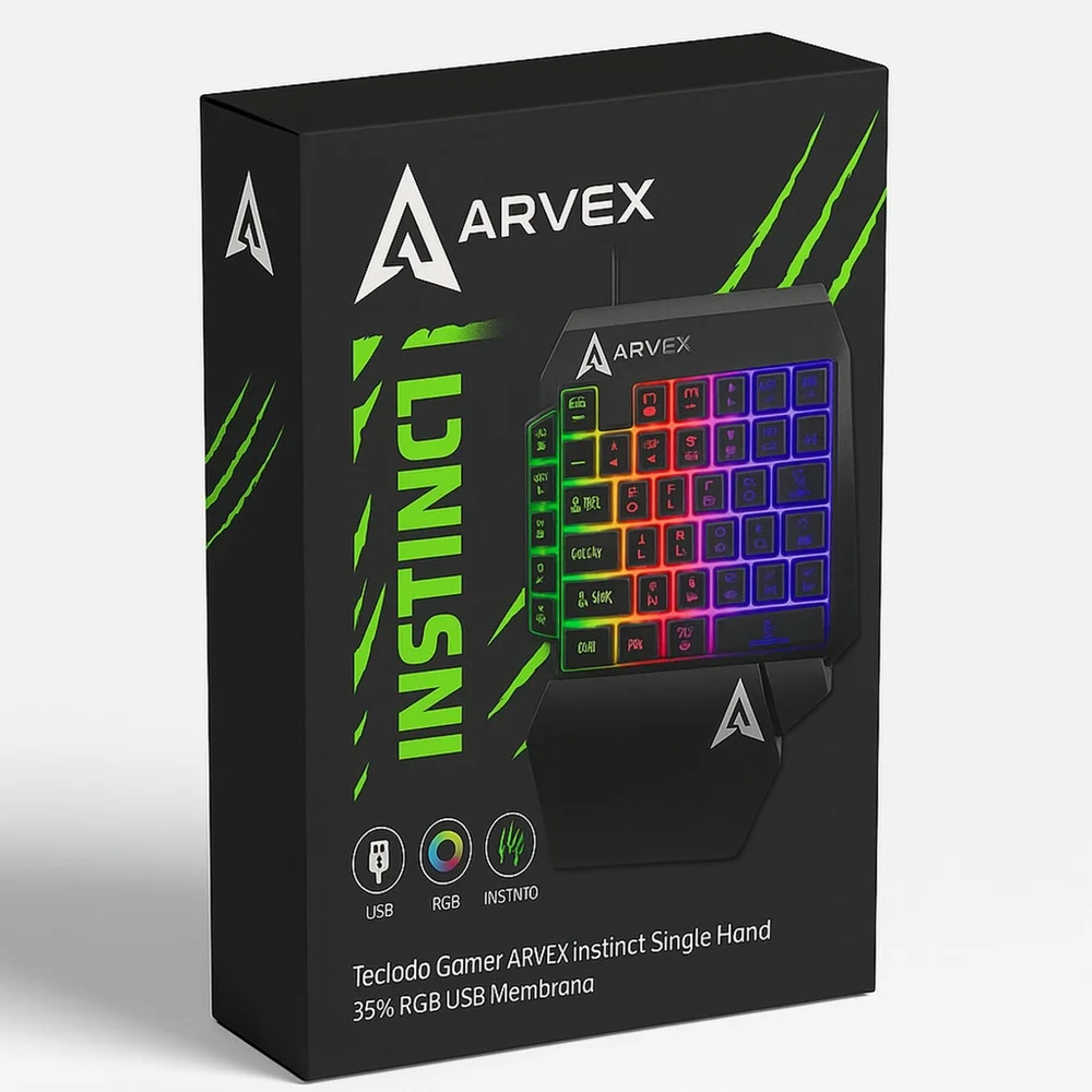 Imagem 3 de 5 do produto Teclado Gamer Arvex Instinct Single Hand 35% RGB Usb Membrana Arx-tgsh
