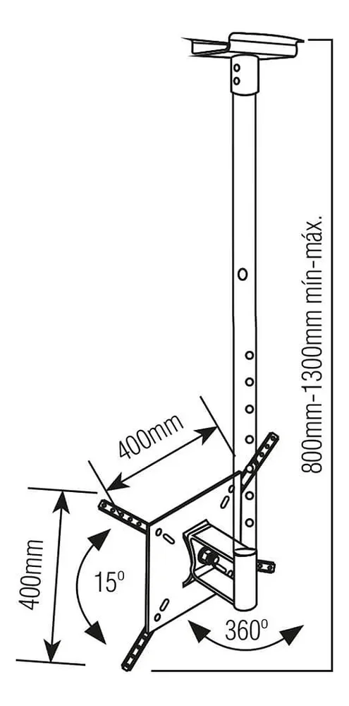 Imagem 4 de 5 do produto Suporte Para Tv De Teto Consultório + Antena Digital Interna Cs0050p-shd500