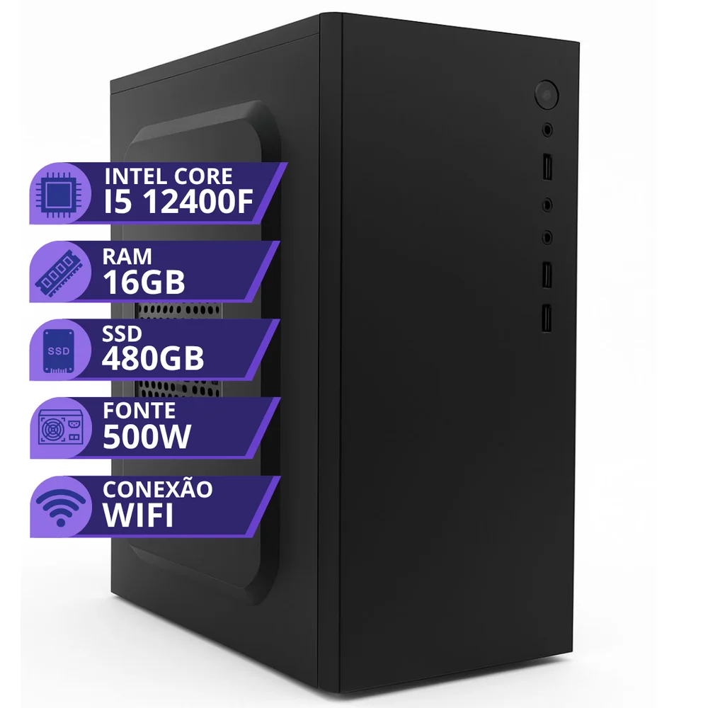 Computador Cpu Intel Core i5 12400f 12ª 16gb Ddr4 SSD 480GB 500w