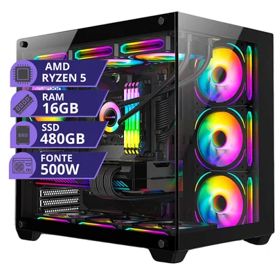PC Computador Cpu Gamer Amd Ryzen 5 5600gt 16gb SSD 480GB