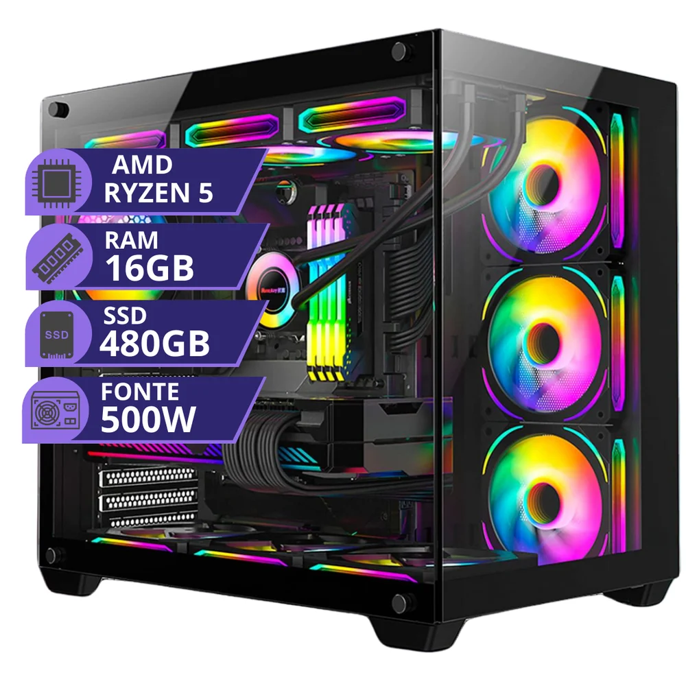 PC Computador Cpu Gamer Amd Ryzen 5 5600gt 16gb SSD 480GB