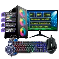 PC Gamer Completo Amd Ryzen 5 5600gt 16gb 480GB Monitor 19