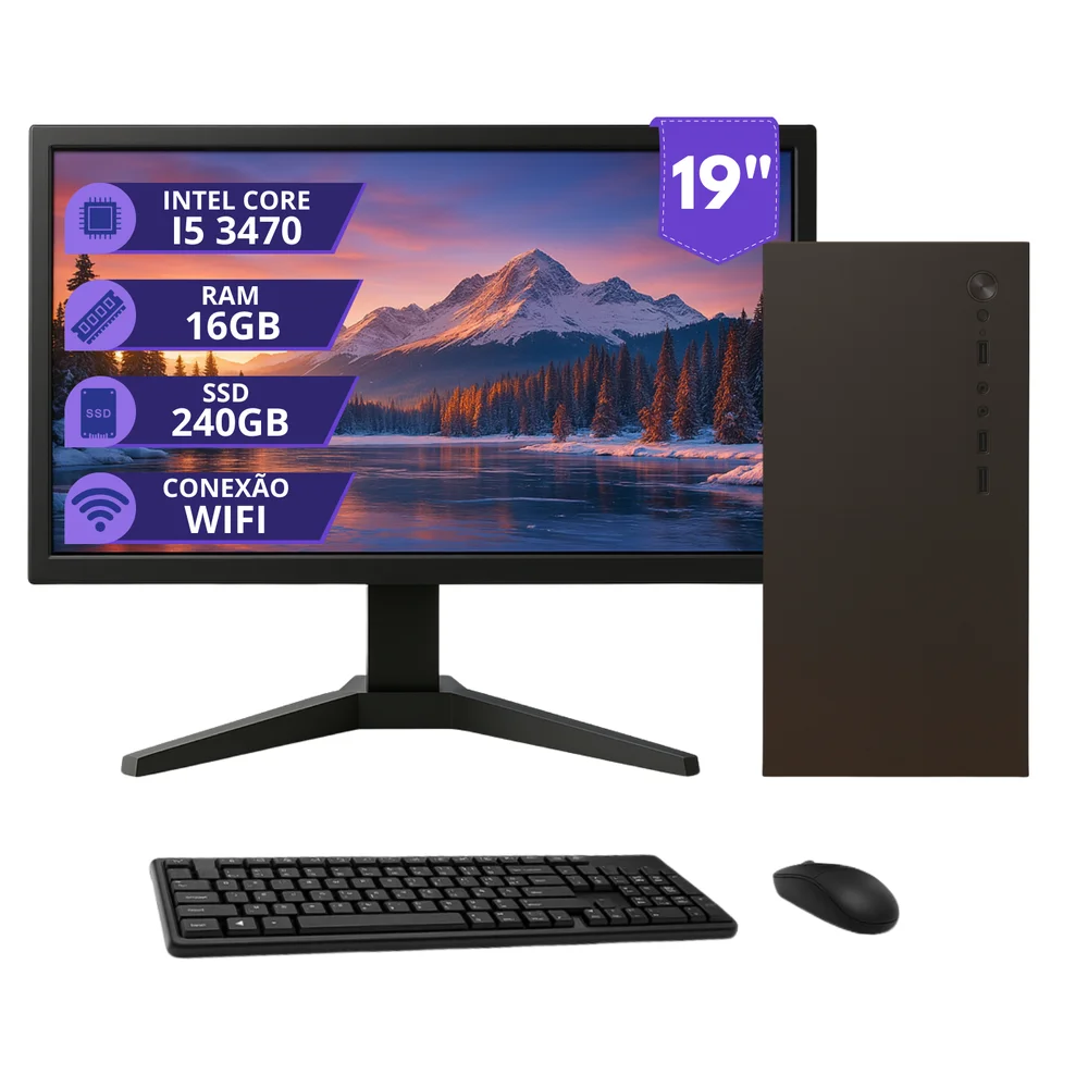 Computador Completo Intel i5 3.60ghz 16gb 240GB Monitor 19