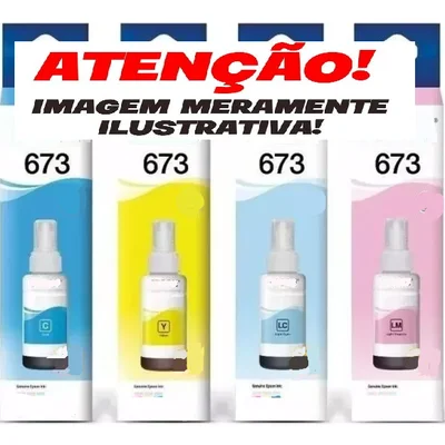 Kit 6 Refil De Tinta T673 Black + Cyan + Yellow + Mag. + Cyan Light + Mag Light