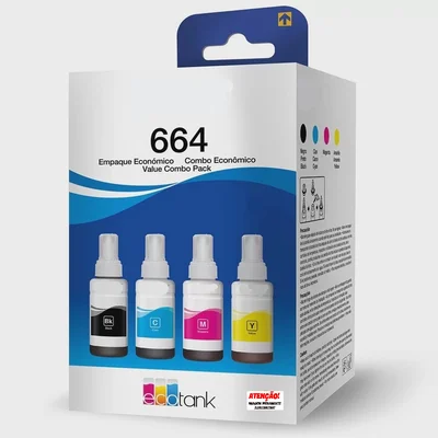 Kit 4 Tintas T664   Para L120 L1300 L395 664 T644 L396 L355 L555 L365 L355