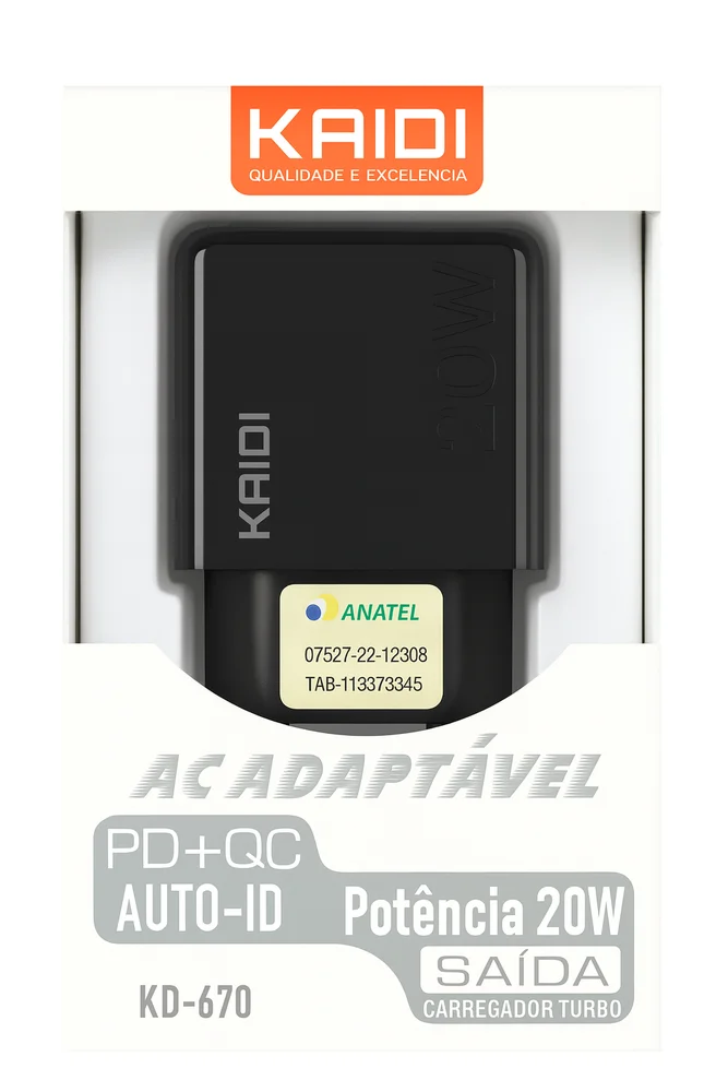 Imagem 2 de 5 do produto Carregador Preto Bivolt / Adaptador Turbo Com Cabo Rápido Tipo C