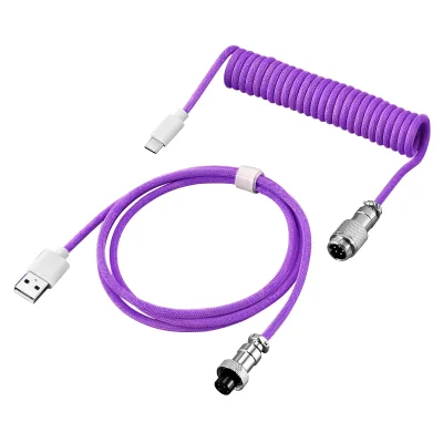 Cabo Aviador Enrolado Usb-c 3m Para Teclado Mecânico Roxo