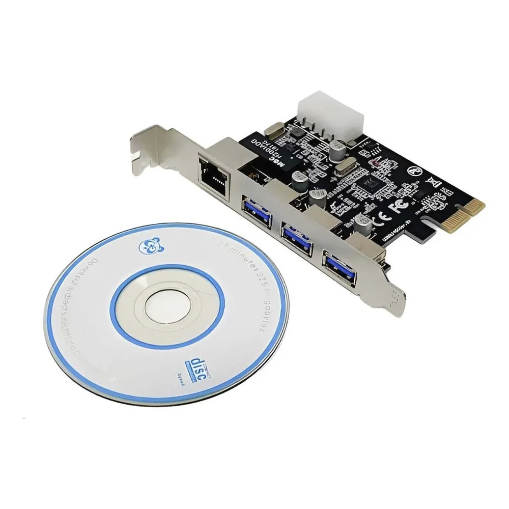 Imagem 2 de 4 do produto Placa PCi-ex Multiportas Rede Gigabit /1000 3 Portas Usb 3.0