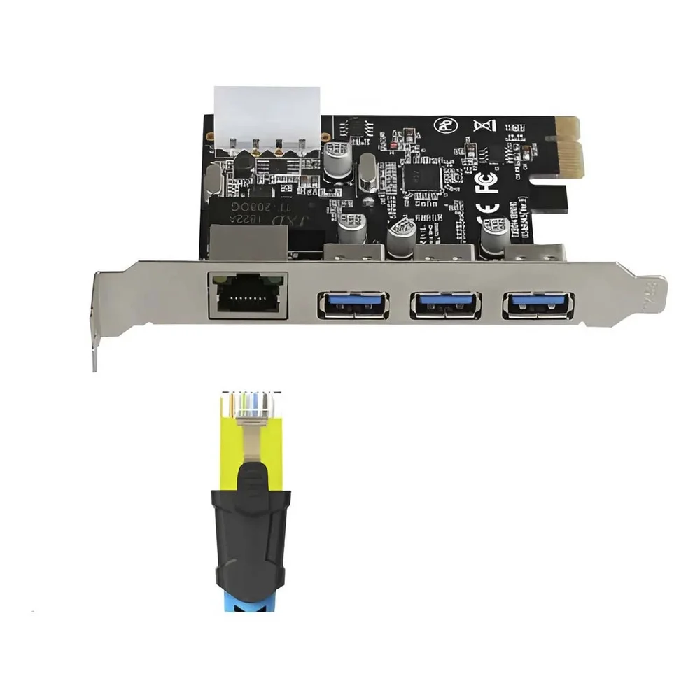 Imagem 3 de 4 do produto Placa PCi-ex Multiportas Rede Gigabit /1000 3 Portas Usb 3.0