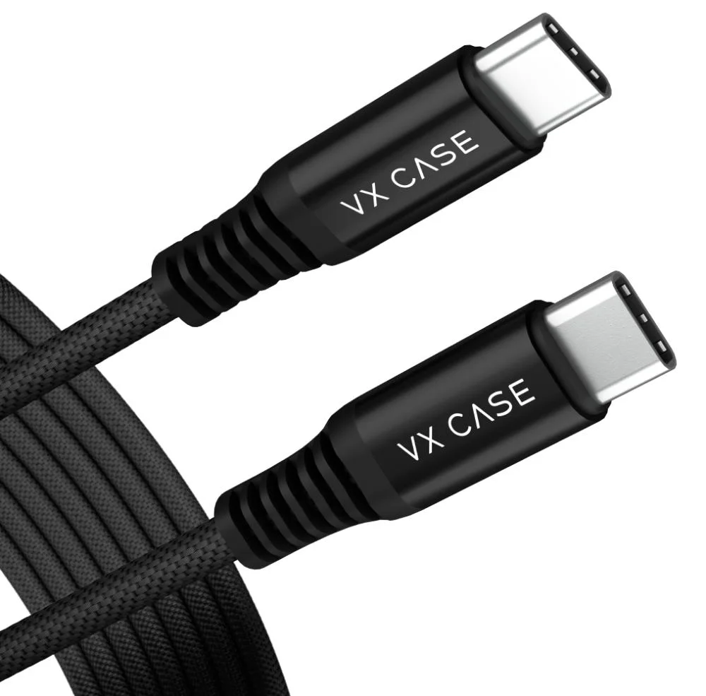 Imagem 1 de 3 do produto Cabo Usb Tipo C / Tipo C 100w Vx Case Dragon Preto ( 1 Ano De Garantia)