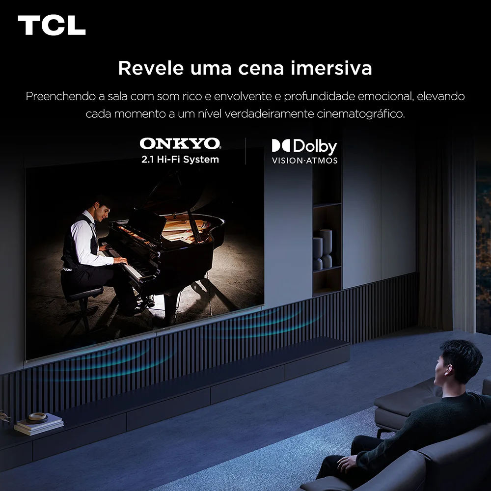 Imagem 3 de 5 do produto Smart TV TCL 65 Polegadas QLED 4K P8K WiFi Bluetooth Google TV 144Hz HDR10+ Dolby Atmos Vision 65P8K