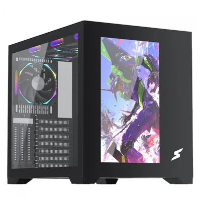 Gabinete Gamer Superframe Box Magic - Display 13.3 - 6 Coolers - Atx - Preto - Sf-cs-bmmab6f