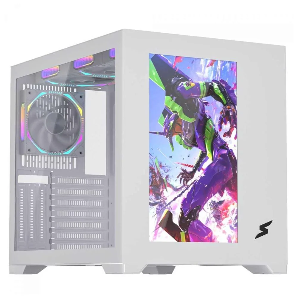 Gabinete Gamer Superframe Box Magic - Display 13.3 - 6 Coolers - Atx - Branco - Sf-cs-bmmaw6f
