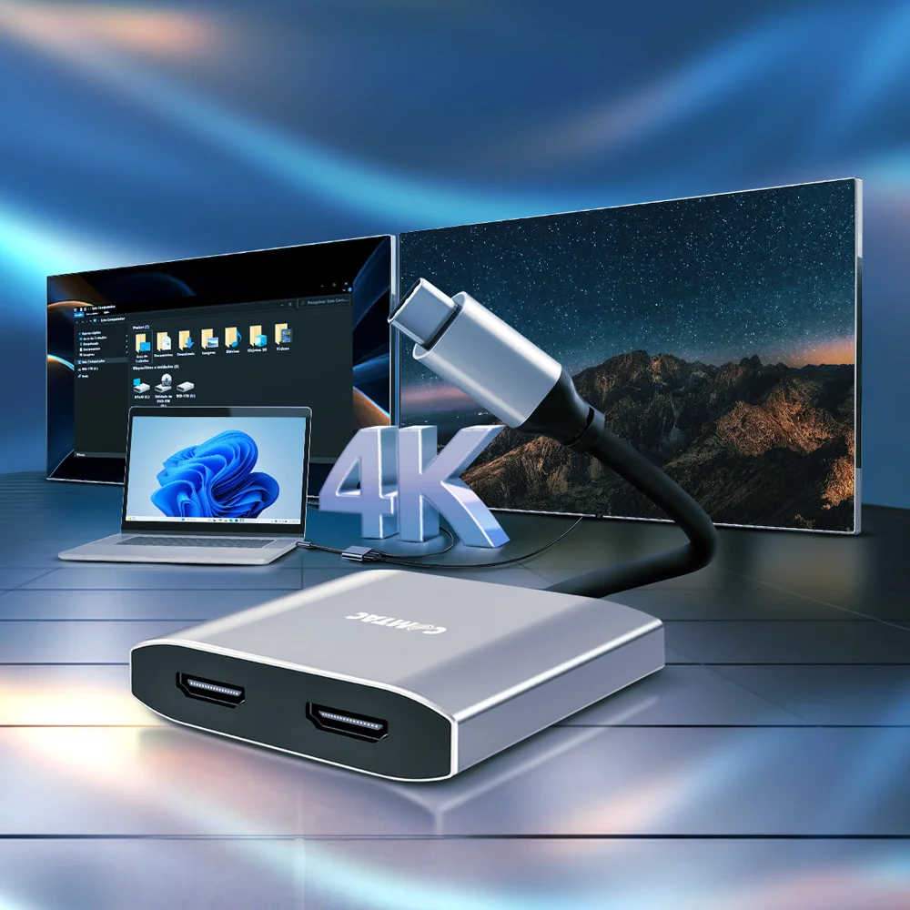 Imagem 4 de 5 do produto Cabo Conversor Usb-c Para HDMI - 2 Portas HDMI - 4k - Comtac 20119483