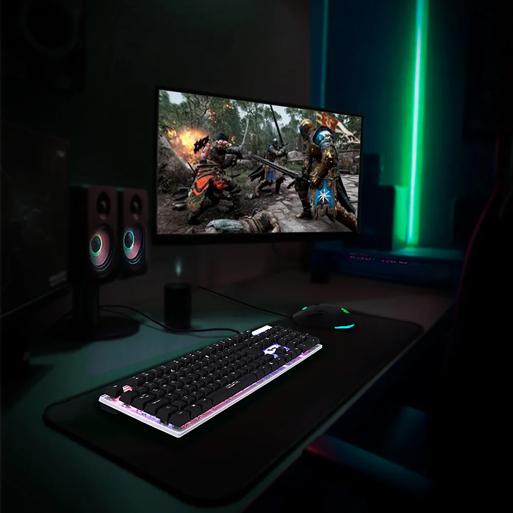 Imagem 2 de 5 do produto Teclado Gamer Em Membrana Lesath, Abnt 107 Teclas, Anti-ghosting, RGB, Usb, Branco E Preto, Tglh, Elg