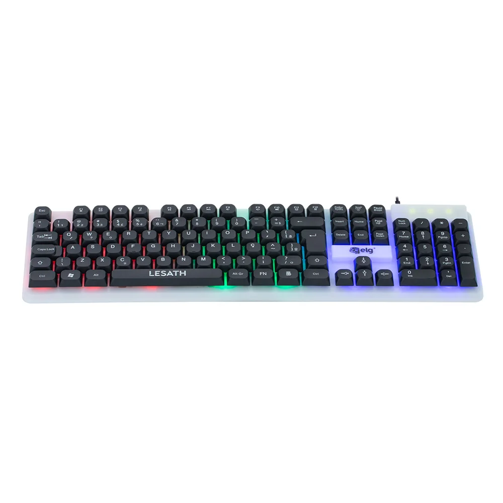 Imagem 3 de 5 do produto Teclado Gamer Em Membrana Lesath, Abnt 107 Teclas, Anti-ghosting, RGB, Usb, Branco E Preto, Tglh, Elg