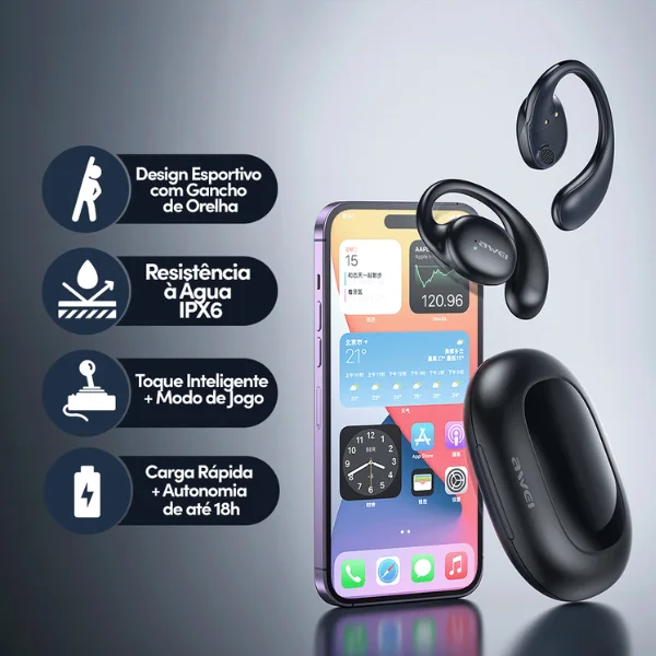 Imagem 3 de 4 do produto Fone De Ouvido Awei T80 Bluetooth | Estável, Leve E Microfone Nítido
