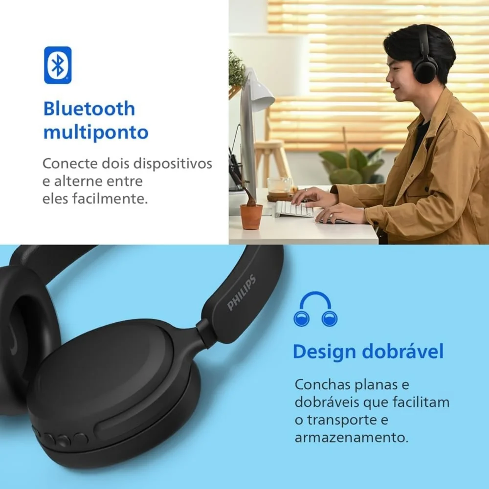Imagem 2 de 5 do produto Fone De Ouvido Philips Headphone Preto - Tah2300bk/00 - N/a